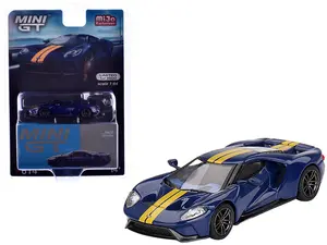 Ford GT Sunoco Blue with Yellow Stripes Limited Edition to 3600 pieces Worldwide 1/64 Die Cast Model Car by Mini GT