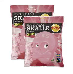 Bubs Swedish Candy, Cool Raspberry Foam Skulls, Sour Vegan Candy, 2 Pack, 90g Bag Snack Sweet Swedish Bubs