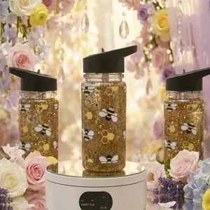 One Glitter Bee Water Bottle 12 oz - Sparkling Drinkware Tumblers for Everyday Use Mug