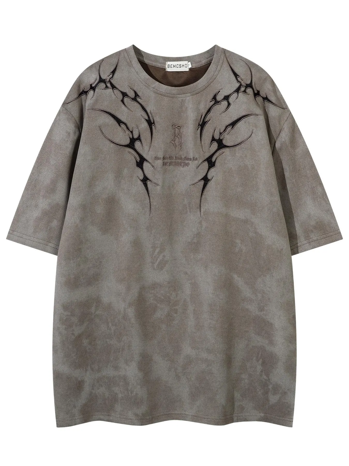 Men's Tie Dye Embroidery Patched Tee, Loose Casual Drop Shoulder Half Sleeve T-shirt for Summer, Fashion Men's Top, Casual Streetwear Top for Daily Wear, Casual Style Tee