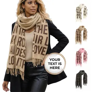 Personalized Custom Scarf with Brown Fonts, Your Text, Soft Luxury Printed Perfect Gift for Women Men Birthday Anniversary Wedding Valentine’s Day Mother’s Day Christmas