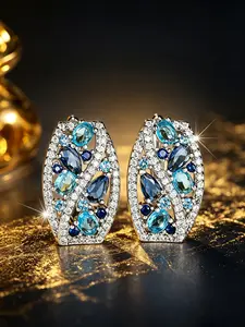 Bohemian Bold Craft Super Sparkly Cubic Zirconia Earrings, Vintage Statement Earrings, Luxury Statement Ear Jewelry, Versatile Accessories for Daily Wear, Wedding, Party, Special Occasions & All Seasons