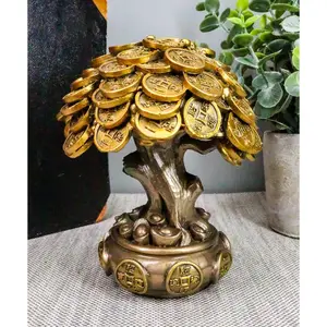 Ebros Feng Shui Gold Tree Statue Golden Money Coin Tree of Wealth And Abundance Decor Talisman Figurine
