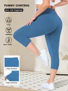 Women's High Waist Elastic Plus Size Tight Pants, Casual Fashion Seven-Quarter Pants, Comfortable Summer Daily Wear, Tummy Control Leggings