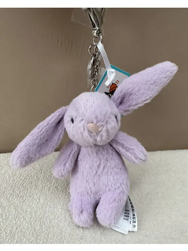 Cute Plush Bunny Keychain Bag Charm – Soft Long-Eared Bunny Pendant, Kawaii Rabbit Plushie Keyring, Adorable Collectible Bag Accessory & Gift for Plush Lovers