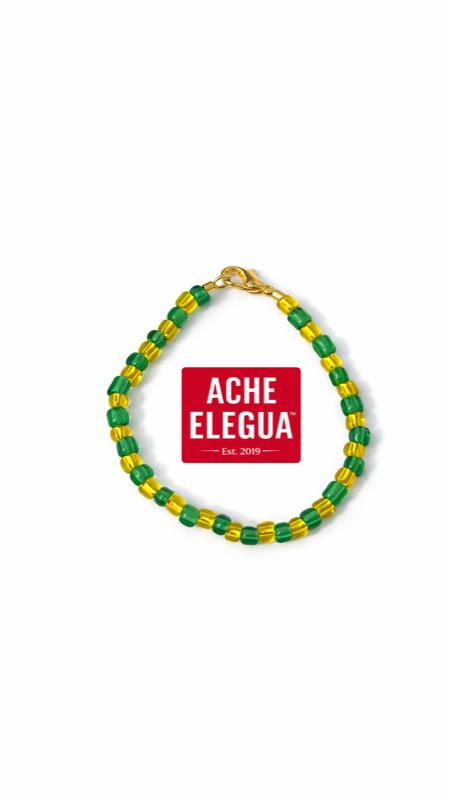 Orula Ide HandMade for Children 1 - 4 years old. Orula Ide Bracelet - Handmade Design with Green Beads and Yellow Accents