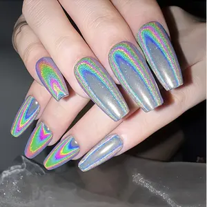 Cat Eye Silver Color Laser Nail Powder, Free DIY, Unique Manicure, Pearl Aurora Powder & Cat Eye Powder, Salon Grade Nail Powder, Shimmer Glitter