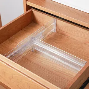 Expandable Drawer Divider, 6/8 Counts Adjustable Clear Drawer Divider, Home Organizer for Kitchen Utensils, Tableware, Clothes, Makeup, Home Supplies, Boxes