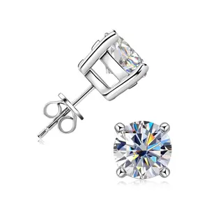 Premium S925 Silver 1CT Moissanite Crown Stud Earrings (D Color)