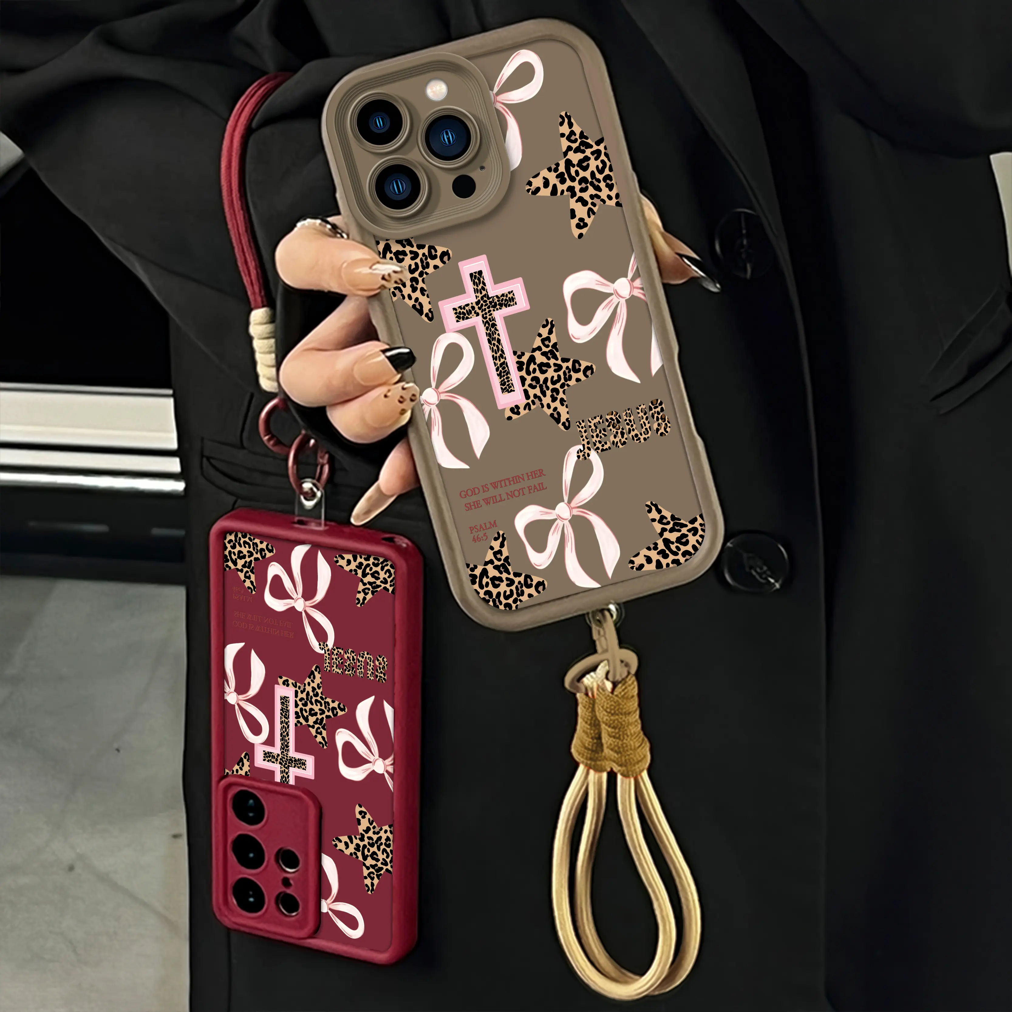 Leopard Cross Faith Phone case forPhone case for iPhone 17Pro Max Air 16 Plus 15 14 13 12 11 X XS cases, Soft TPU, Bumper Drop Protection, Rugged Durable Back Cover, Girly Design, Perfect Gift for Girls.