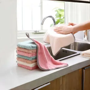 4pcs of Cleaning Cloths Kitchen Towels Microfiber Washcloths Reusable Dishtowels Household Super Absorbent Fast Drying, 10"x10", 1 Pack of 4pcs (Light Pink)