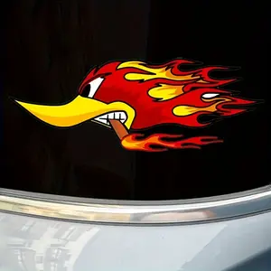 1pc Vivid Turkey Roasted Car Sticker - Waterproof, Durable PVC Sticker, Suitable for Motorcycles and Cars - Creative Bird Design with Burning Turkey and Red Light Effects - Suitable for Rear Bumper and Fuel Tank Decoration - Motorcycle Stickers Car Decals