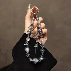 Fashionable  Crystal  Short Phone Chain, Anti-lost Phone Lanyard, Handmade Beaded Wrist Chain, Phone Strap for Women & Girls, Phone Accessories,crystal can increase your lucky value