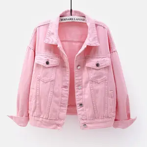 New Spring And Autumn Style Colorful Plus Size Denim Jacket For Women, Short Korean Style Loose Long Sleeve Coat, Student Top