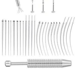 Guiding needle with curved internal and external threads, connecting pin, curved rod grabber, 316L stainless steel arc-shaped piercing needle