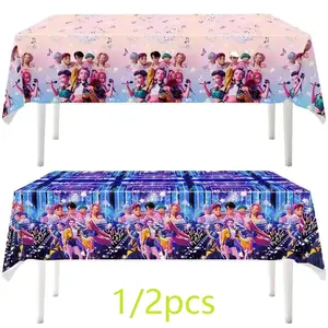Hunter Girl Party Tablecloth for Kpop Fans, Waterproof Disposable Table Cover, Party Decorations, Birthday & Event Supplies, Perfect Gift for Anime & Kpop Themed Parties