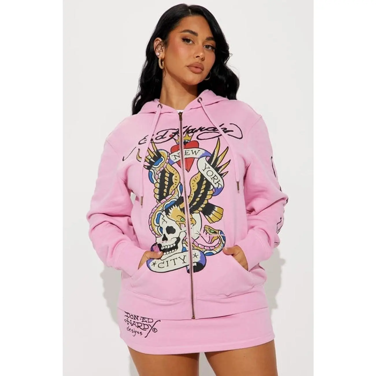 Ed Hardy ラインストーン ロングタンクトップ キャミソール　(USA製) Ed Hardy タンクトップ ブラック スカル ラインストーン - メルカリ