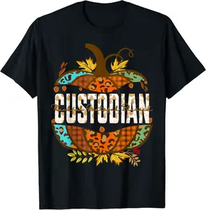 Custodian Thankful Grateful Blessed Fall Pumpkin autumn T-Shirt - Janessaho Shop 79B09FY8BWMV