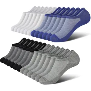 No Show Socks Men, Low Cut Ankle Short Casual Cotton Socks with Non Slip Grips 6-10/11-13