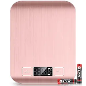 Pink Food Scale 10kg/22lb Digital Kitchen Scale Weight Grams and Oz for Baking and Cooking 1g/0.1oz Precise Graduation Easy Clean Stainless Steel