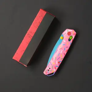 2038 donut outdoor folding knife, aluminum alloy handle, D2 anti-corrosion and wear-resistant high hardness blade, outdoor camping and driving survival EDC tool, the best gift.