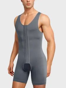 Men's Abdominal Control Buttoned Briefs Bodysuit, Shapewear, Tight Sports Style, Strong Waist Cinching Adjustable Buttons, Large Size Fitness Training