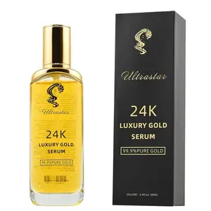 Ultrastar 24K Luxury Gold Face Serum with Real Gold Flakes Anti-Aging Hydration & Brightening 99.9% Pure Gold 3.4 fl oz