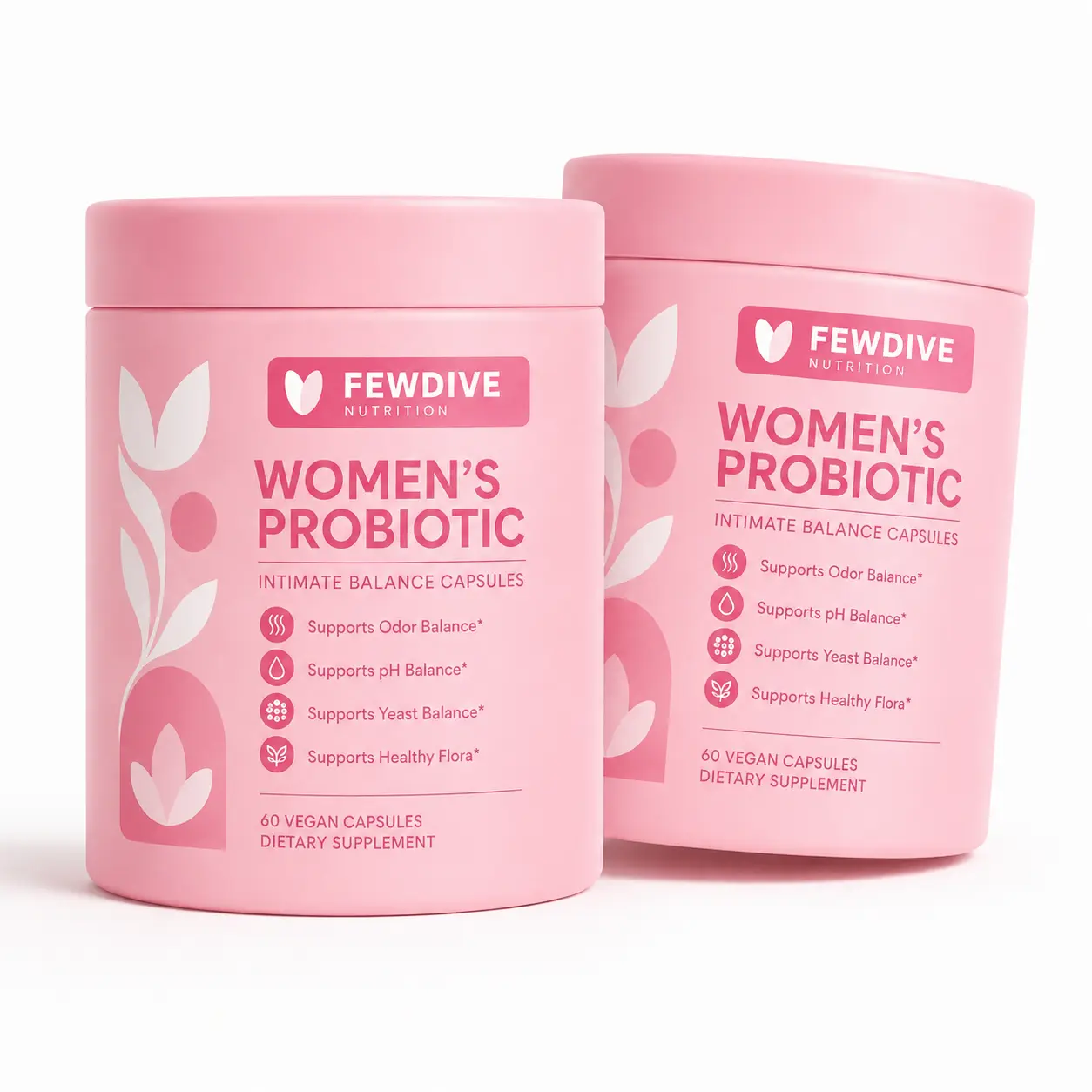 FEWDIVE Probiotic Gummies for Women, Slippery Elm Infused Probiotic Blend, Tasty Pineapple Flavor, Simple Daily Wellness Supplement, 60 Count Per Bottle
