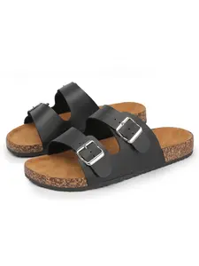 Vintage Buckle Cork Sandals, Couple Fashion Flat Slingback Slippers, Outdoor Anti-Slip Comfortable Footwear, Versatile Round Toe Design