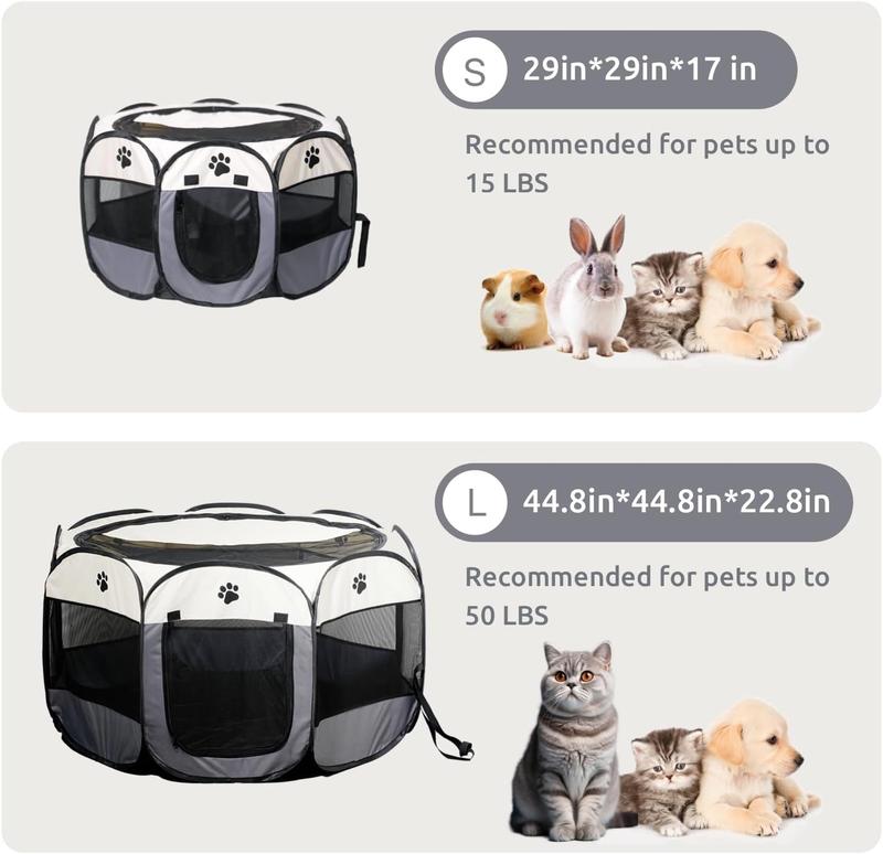 Pet Maternity Room,Octagonal Pet Tent Foldable Portable Oxford Cloth Cat and Dog Nest Outdoor Easy Operation Large Dog Cages Cat Fences Litter Box Enclosure Kittens Suitable Size Space Foldable cat and dog cage Safe Reliable