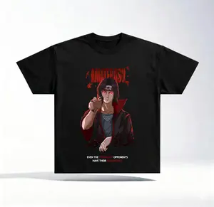 Uchiha Anime Double Printed Tee, Unisex Oversized Anime Manga Heavyweight Cotton T-Shirt, Naruto Itachi Fan Shirt, Regular Comfort Fabric