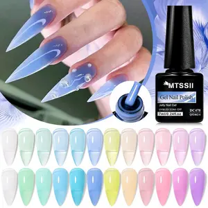 MTSSII 7ML Jelly Crystal Gel Nail Polish, Translucent Semi-Permanent Varnish, Multi-Color Nail Art for Spring Summer, Ideal Manicure Gift for Fashionable Girls