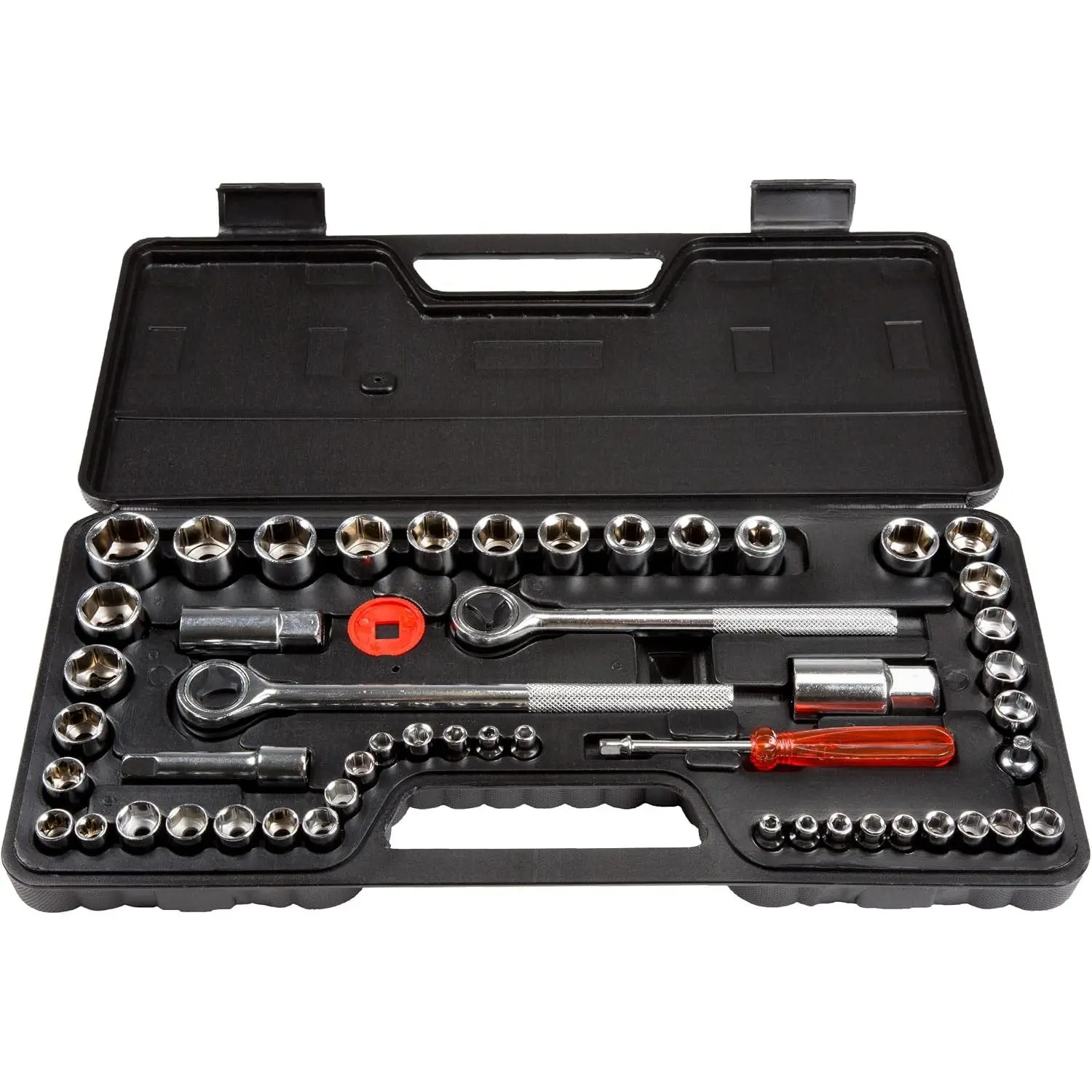 Stalwart Socket Set Tool Kit, 52-Piece SAE and Metric Set with 1/4, 3/8 and 1/2-Inch Drives