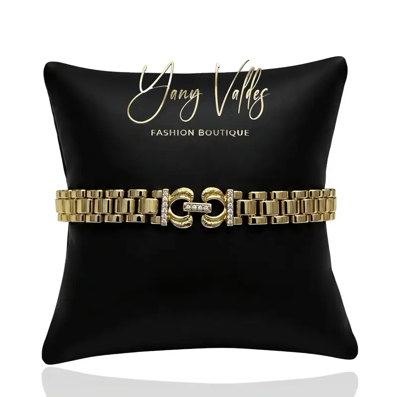 Gold Tone Link Bracelet with Double Clasp | 8.3mm | 7” + Extender