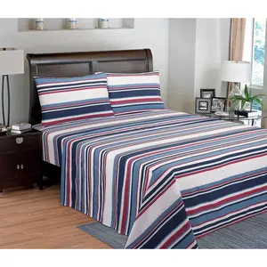 200 Thread Count   Percale  Size Sheet Set - Soft, Breathable Bedding - Includes Fitted Sheet, Flat Sheet & 2 Pillowcases - Nautical Stripe