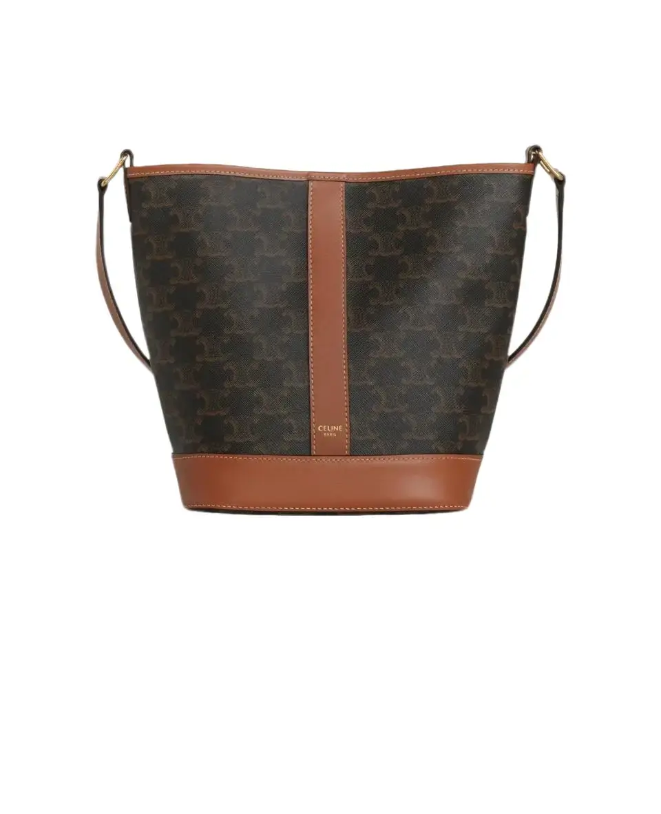 Pre-owned Celine Triomphe Bucket Bag Black Triomphe Canvas