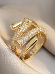 1 PC Gorgeous Cubic Zirconia Pave Ring For Women For Valentine's Day Gift Wedding Anniversary Party Jewelry Cubic Zirconia Rings