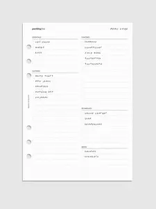 Packing List Planner Inserts