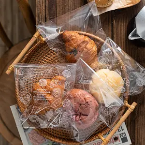 "Food-Safe Transparent Self-Adhesive Bread Bags - Ziploc Plastic for Toast, Pastries & Snacks" ​ Containers