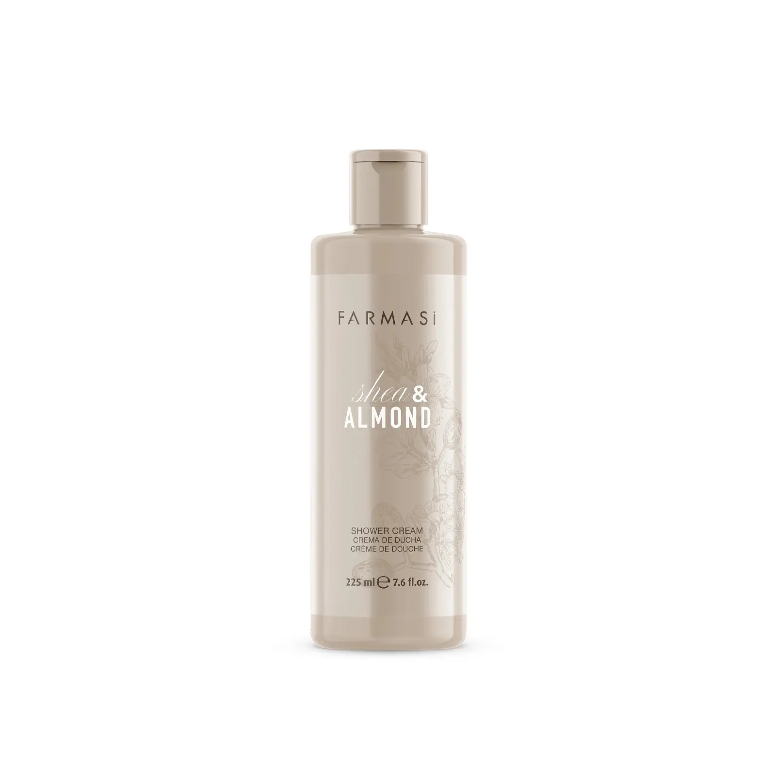 Farmasi Shea Butter & Almond Shower Cream 225 ml - Moisturizing Body Wash for Soft Skin