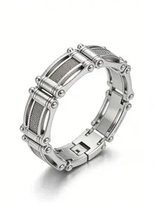 Men's Fashion Stainless Steel Hip Hop Link Bracelet, Party Birthday Festival Gift, Chain Design, All Seasons Wear