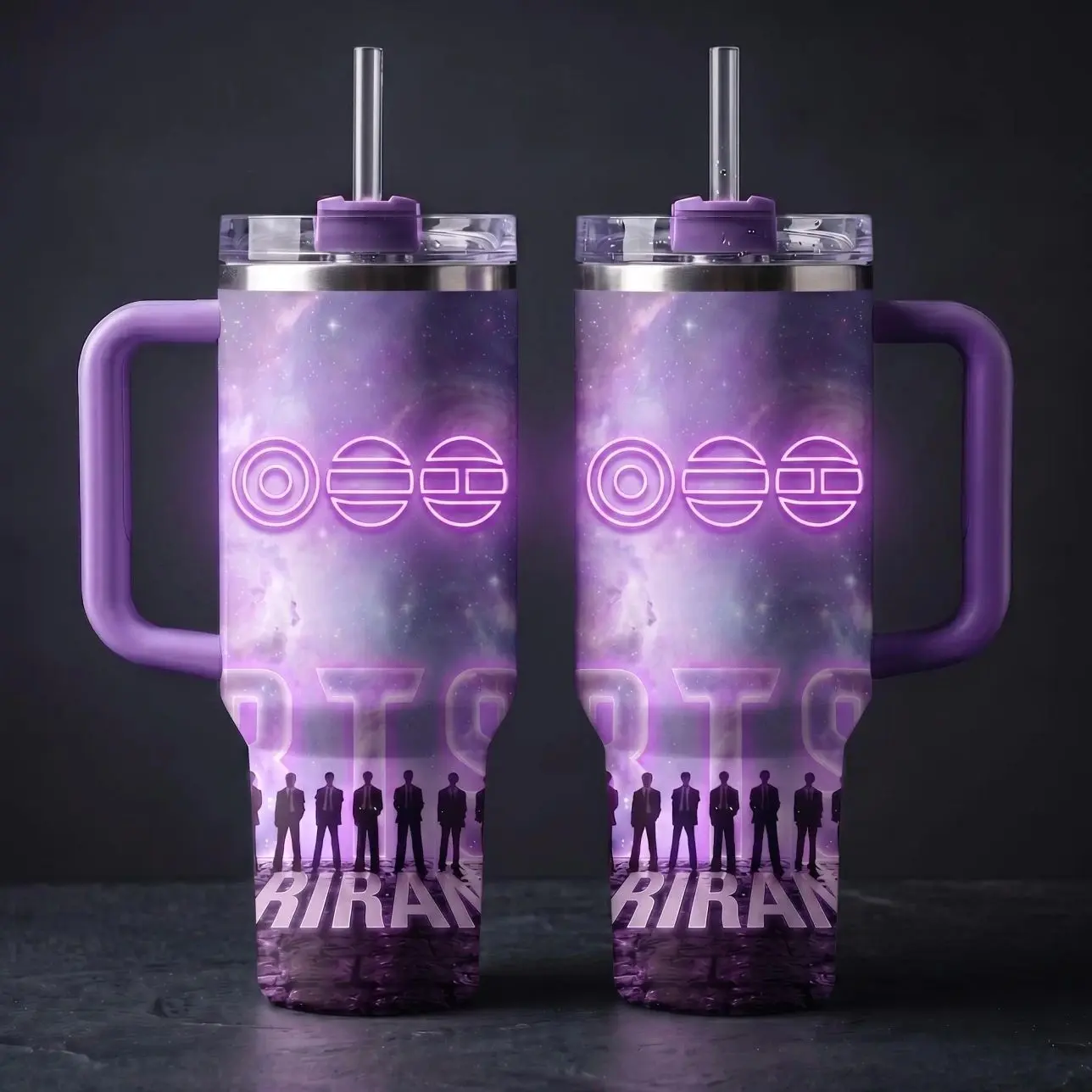 40oz 20oz Kpop Inspired Tumbler Cup – Boy Band Fan Gift, Insulated Travel Mug with Straw Lid, Aesthetic Idol Design