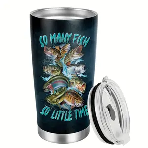 Fishing Tumbler 20oz for Men |   Insulated Stainless Steel Travel Mug |   Double-Wall, BPA-Free |   Unique Gift for Fisherman, Dad, Angler |   Birthday & Christmas