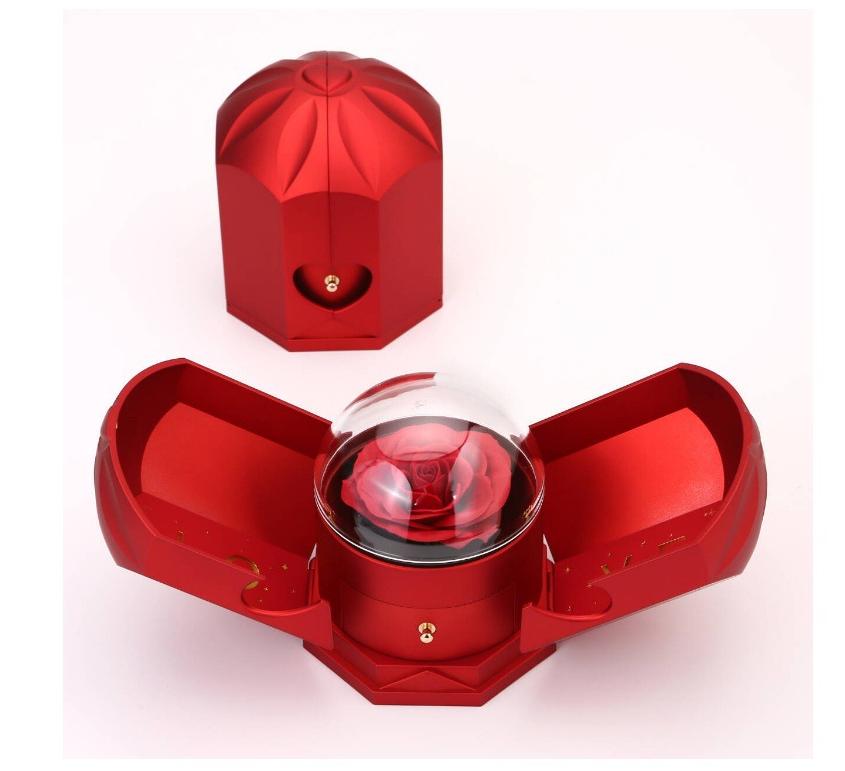 Double open rose gift box drawer style rose jewelry box angel wings Chinese Valentine's Day necklace gift box