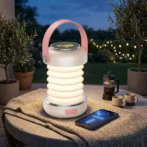 Portable RGB Camping Lantern with Bluetooth Music & App Control - Stepless Dimming, Foldable Design, Color Changing Light, Compact & Easy to Carry for Outdoors, Camping, and Parties