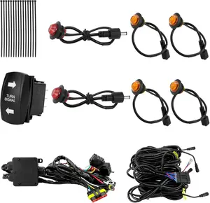 UTV ATV Turn Signal Kit, Pre-Wired Plug and Play Blinker with Rocker Switch, Universal Street Legal LED Light Kit Compatible with Most 2-Seater to 6-Seater Vehicles