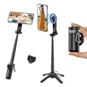 4 in 1 Multifunctional Magnetic Selfie Stick with Wireless Remote Control, Adjustable Tripod for iPhone 16/15/14/13 Series, Portable & Lightweight Design, Compatible with Magsafe Cases - Alloy