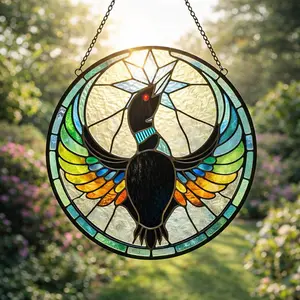 Minnesota Loon Stained Glass Suncatcher, Rebel Alliance Bird Window Hanging, Minnesota Bird Suncatcher, Home Decor, Rebel Alliance Bird