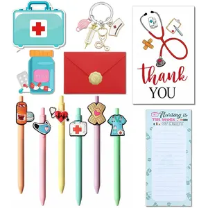 Nurse Gifts, 11 count Nurse Accessories for Work,  Student RN  Appreciation , Includes Ballpoint Pens, Sticky Notes, Greeting Card, Sticky Notepad, Key Chain