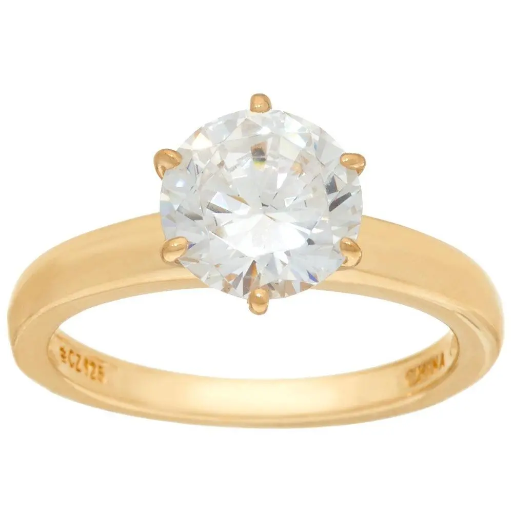 Diamonique 2.00 cttw Solitaire Ring, 14K Yellow Clad Diamonique 2.00 cttw Solitaire Ring, 14K Yellow Clad